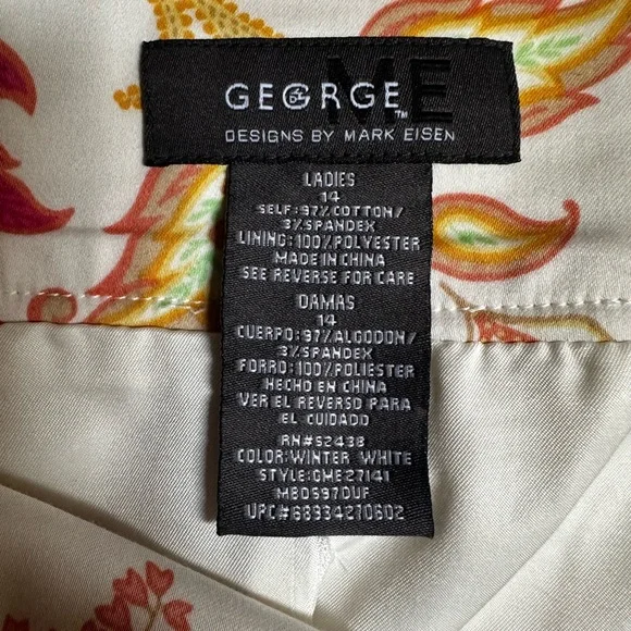 George A-Line Skirt - White and Orange Floral - Picture 2 of 3